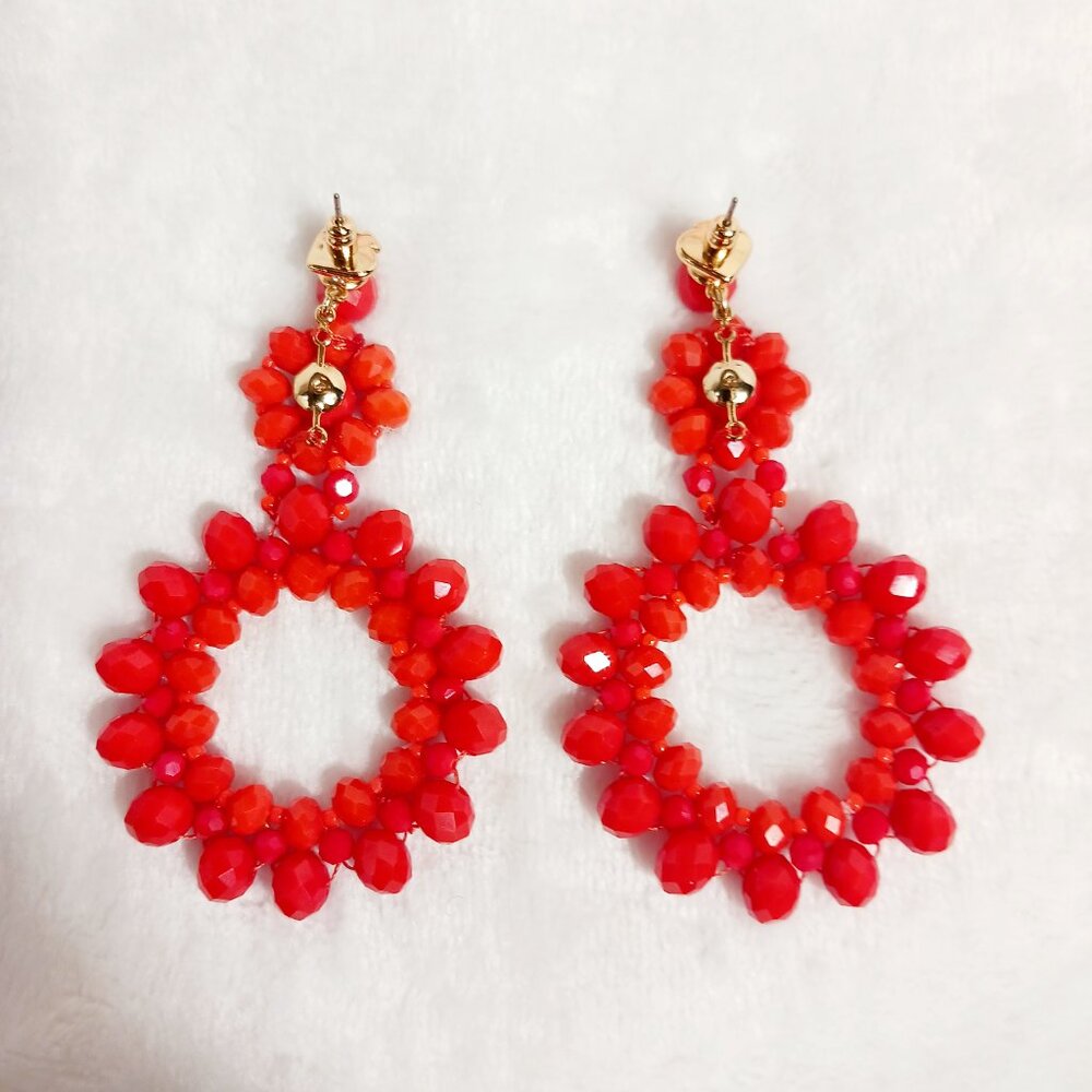 Kate Spade New York Marguerite Beaded Flower Hoop Earrings - Coral Color - Picture 6 of 13